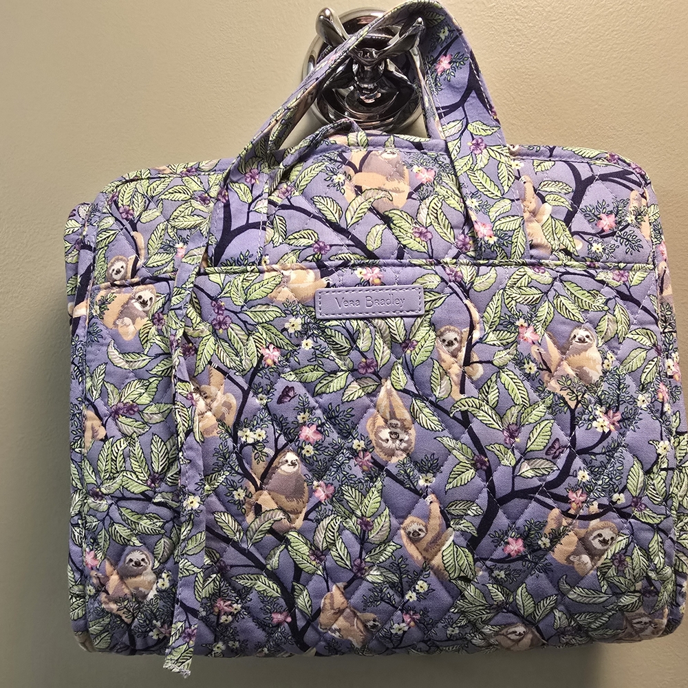 Vera Bradley Hanging Around Purple Sloth Hanging Travel Tolietry Organizer